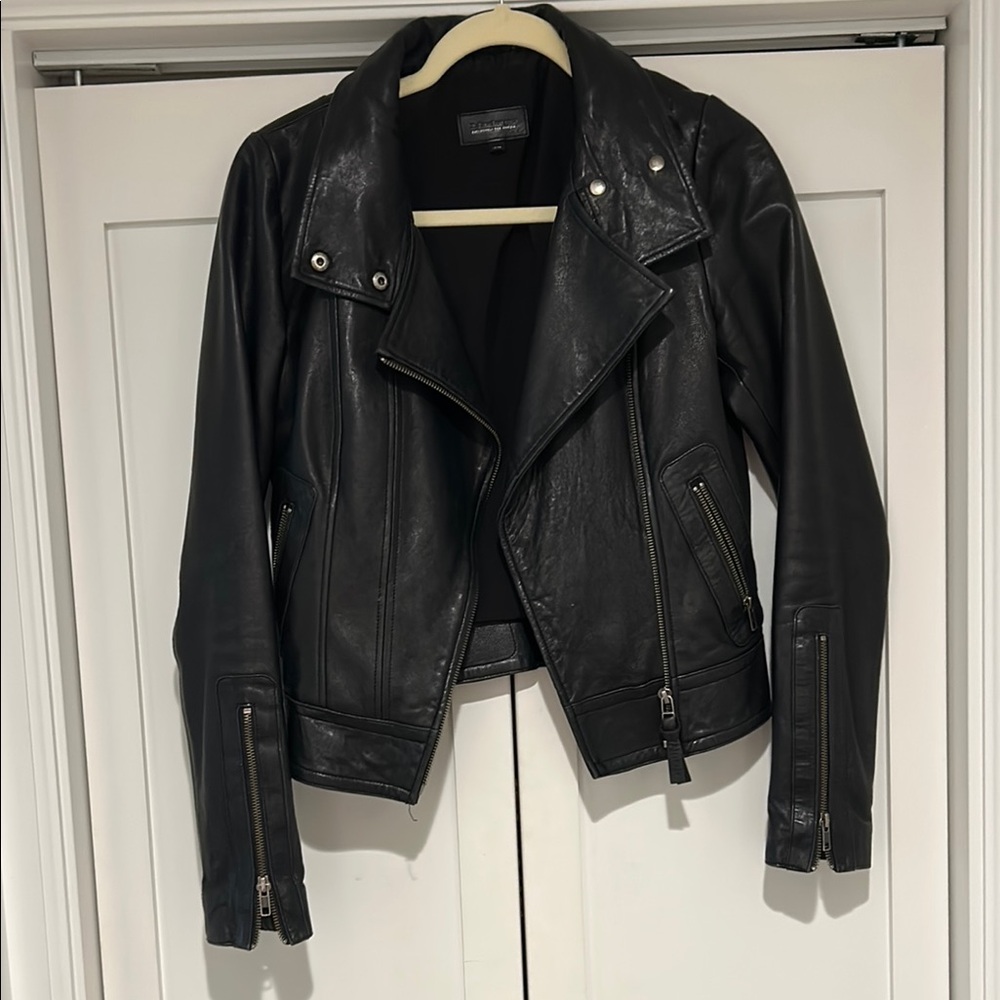 Mackage Black Leather Moto Jacket Asymmetrical Zipper